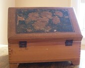 clearance Vintage Wooden Box with Decoupage Flowers