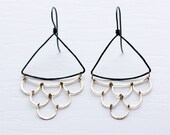 MERMAID - earrings sterling silver gold hammered fish scales