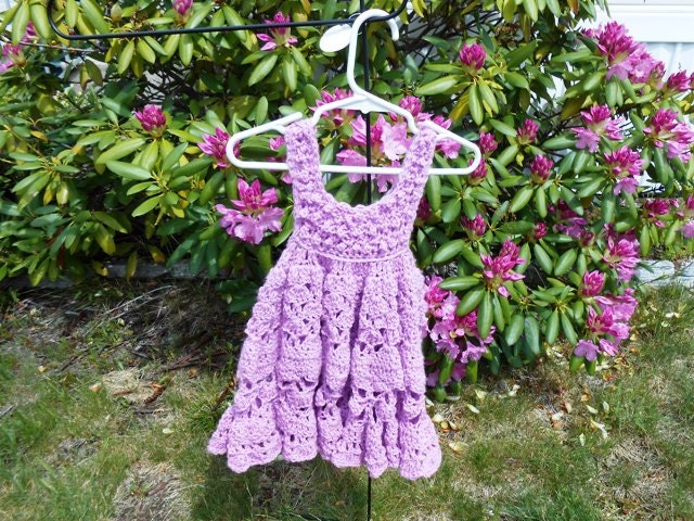 Hand Crochet  Pretty Lilac Summer Dress