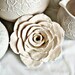Ceramic rose in cream white with added dot detailing