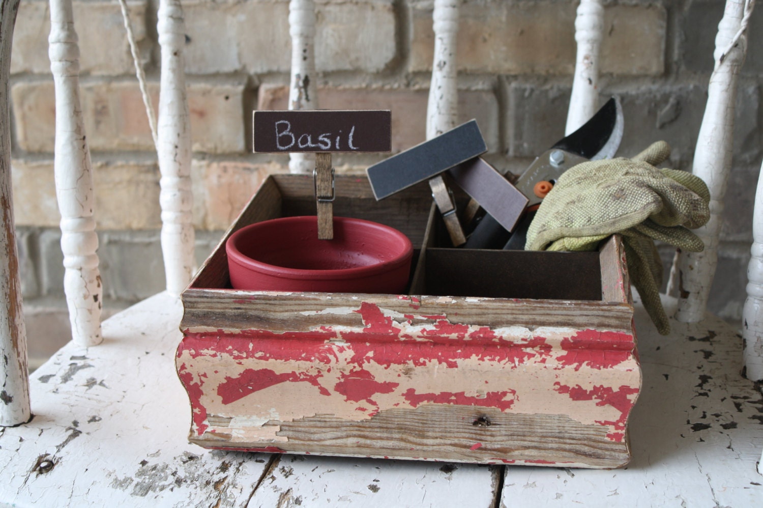 Salvaged Wood Box with Removable Partitions
