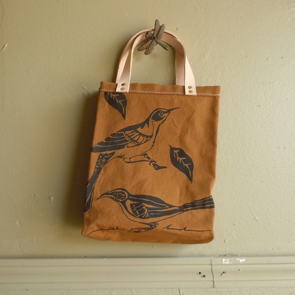 Buckskin Waxed Canvas Tote with Mockingbird Imprint