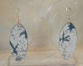 Blue and silver coloured drop earrings with silver fixings.