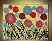 Original painting on canvas yellow red blue swirl modern abstract 20x16