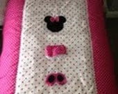 Minnie Mouse Hot Pink and White Polka Dot Twin Size Bedding Quilt