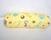Reversible Car Seat Arm Pad -- Yellow Zoo Animals and Letters with Green Mix Dots