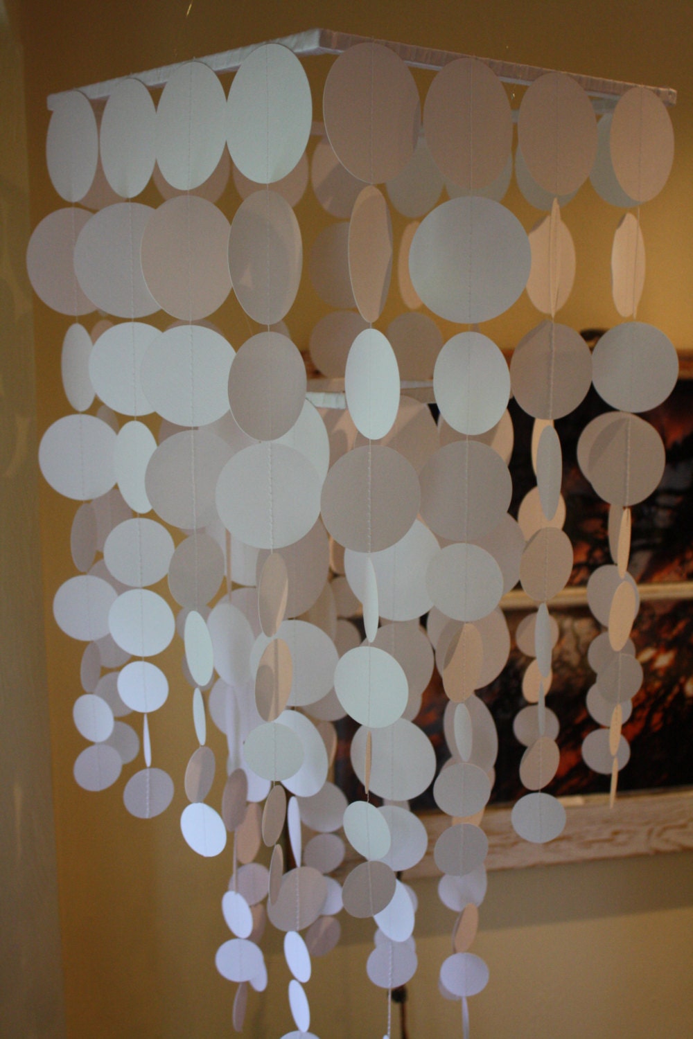 Paper chandelier or mobile.  Beautiful for weddings, nurserys, or party decorations (made to order).
