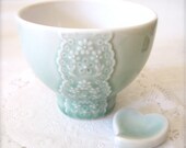 Shiny Green Porcelain Lace Bowl-Hideminy Lace Series