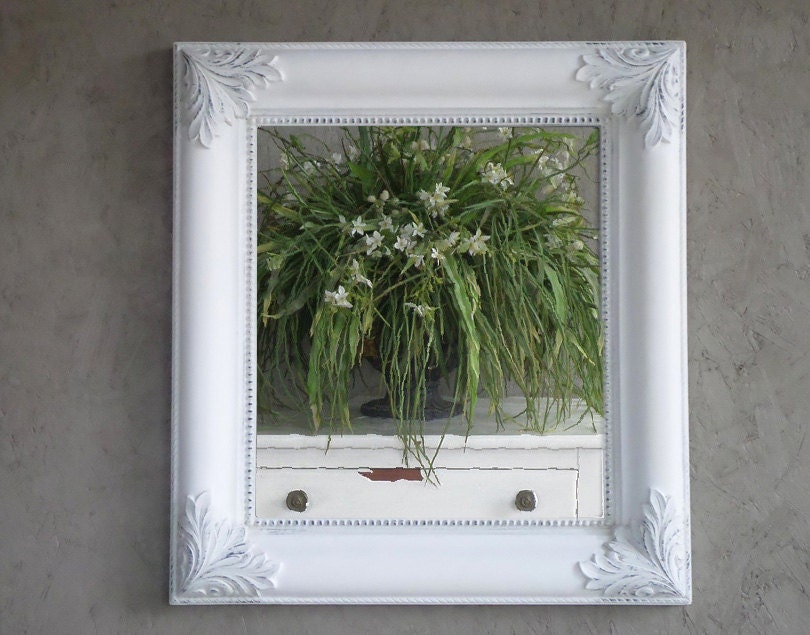 French Country Square White Mirror Beach Cottage
