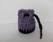 Cotton Coin Purse - Black & Purple - Money Dice Token Medicine Bag - Drawstring