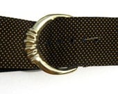 Vintage 80's Eighties Hipster Fashion Women Teen Clothing Medium Large Dress Gold & Black Artsy Indie New Wave Fabric Belt 50% OFF SALE