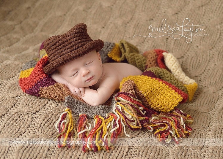 6-12 Months boy Dr. Who Hat/scarf set fedora photography prop