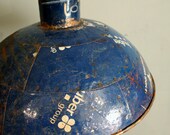 Blue Industrial Upcycled Vintage Can Pendant Light Fixture
