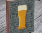 Types of Beer - Wood Block Art Print
