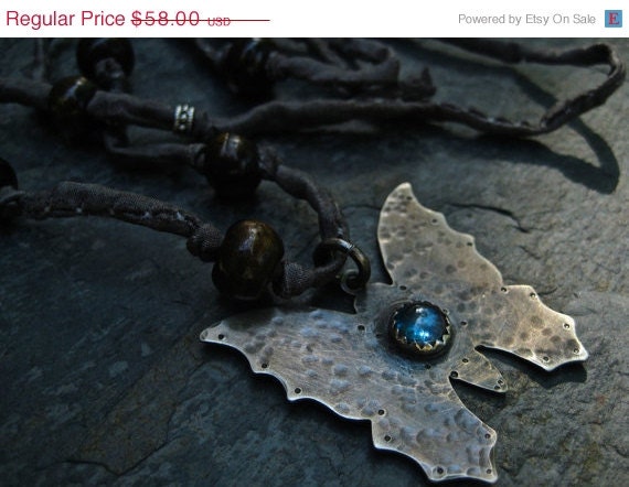 50off SALE FREE SHIPPING Blue Stone Butterfly Necklace  Mixed Metal Jewelry