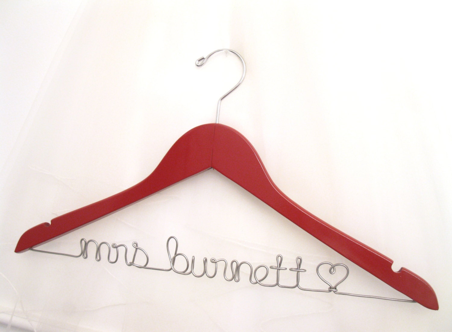 Red Love Personalized Hanger, Heart Gift for Wife Anniversary