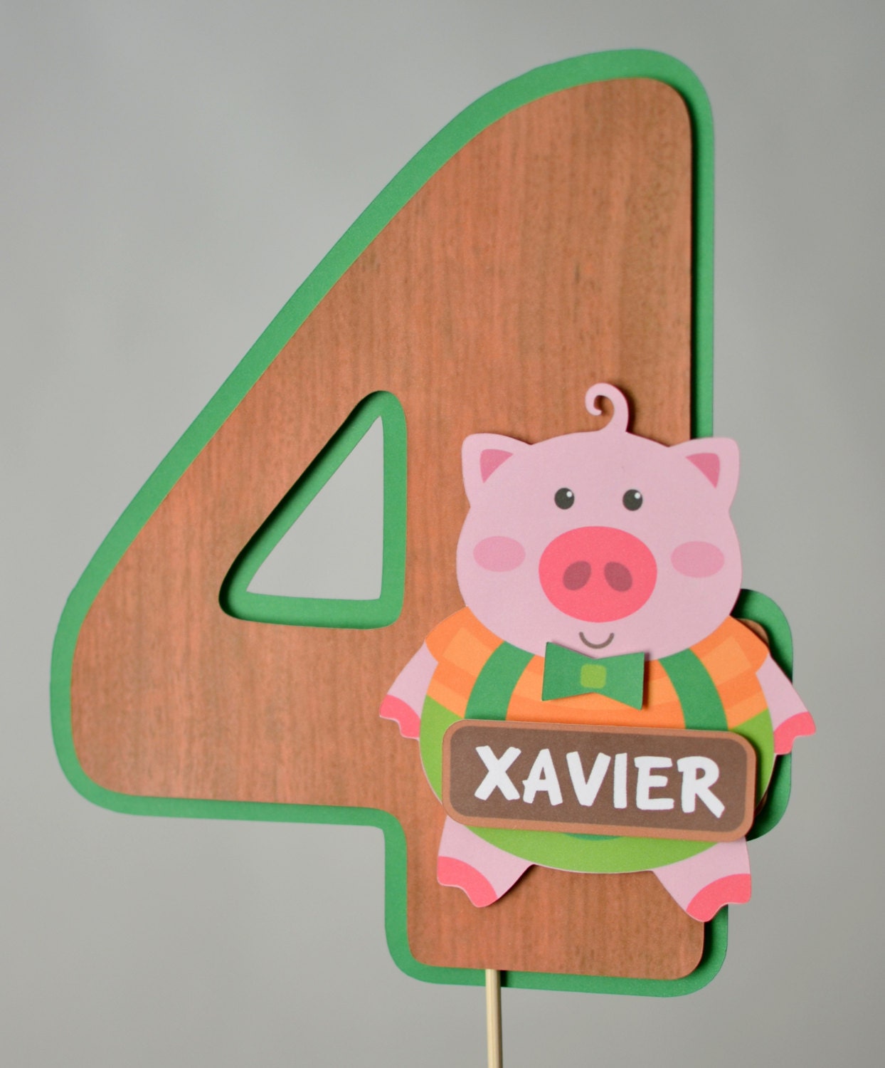 Pig Birthday, Farm Birthday, Barnyard Birthday, Farm Theme Party, Boy Birthday Party Decoration - Cake Topper - CUSTOM Name/Age (10 letters)