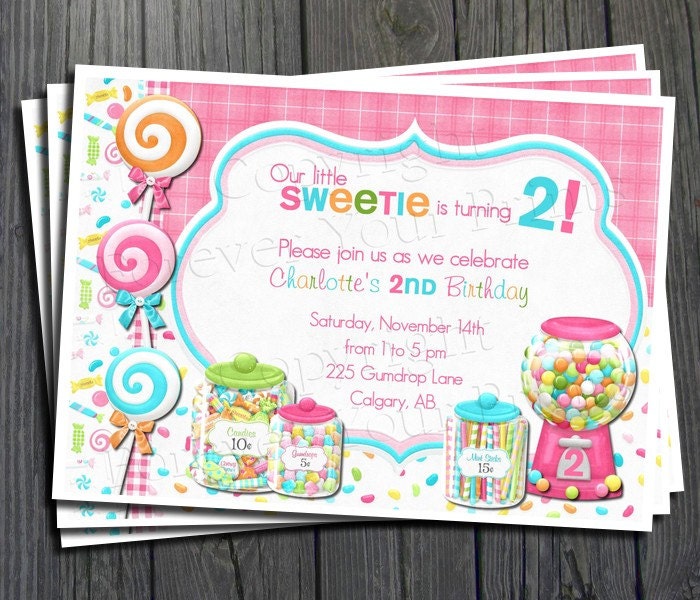 Sweet Shoppe Birthday Invitation - FREE Thank You Card included Il_570xn