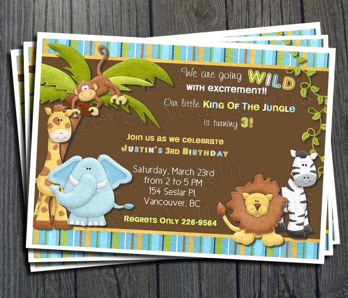 Jungle Birthday Invitation - FREE Thank You Card included