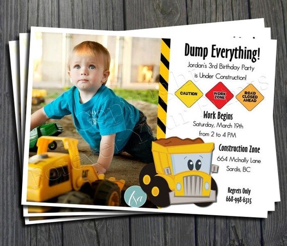 Construction Birthday Invitation - FREE Thank You Card included Il_570xn