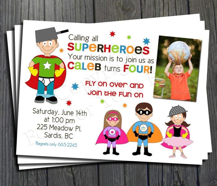Superhero Invitation - FREE Thank You Card Included Il_570xn