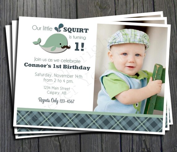 Whale Birthday Invitation - FREE Thank You Card included Il_570xn