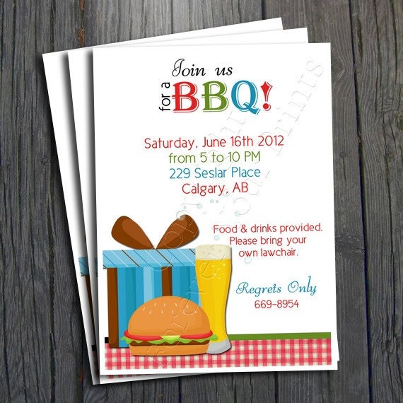 BBQ Invitation - FREE Thank You Card included Il_570xn