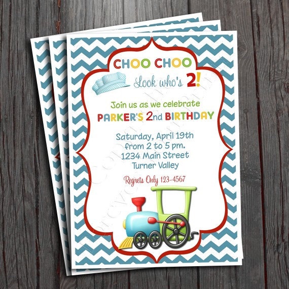 Train Birthday Invitation - FREE Thank You Card included Il_570xn