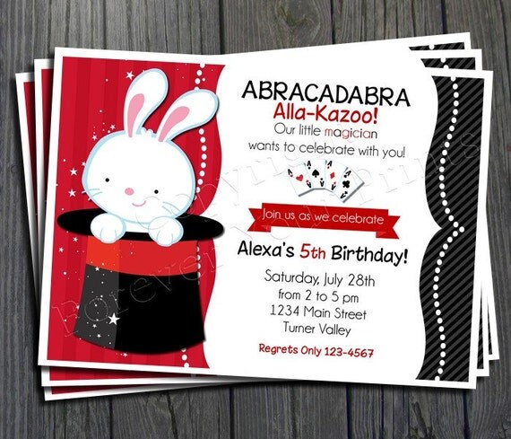 Magician Birthday Invitation - Includes FREE Thank You Card Il_570xn