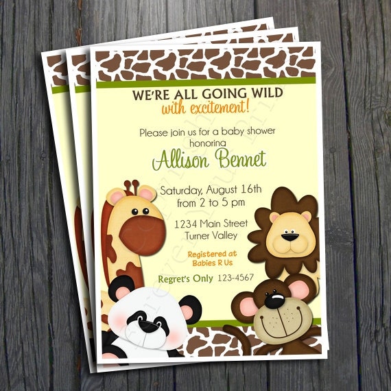 Jungle Baby Shower Invitation - FREE Thank You Card included Il_570xn