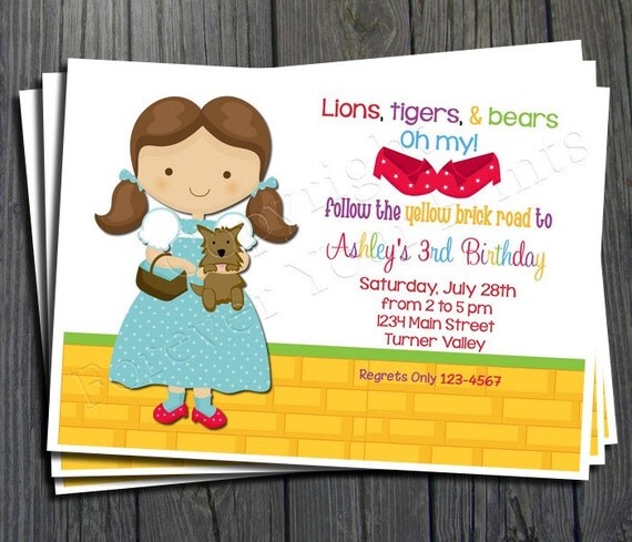 Wizard of Oz Birthday Invitation - FREE Thank You Card included Il_570xn