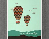 Children Decor Baby Nursery Art  - The Places You'll Go - Whimsical Fun Kids Illustration Inspirational Typography Quote