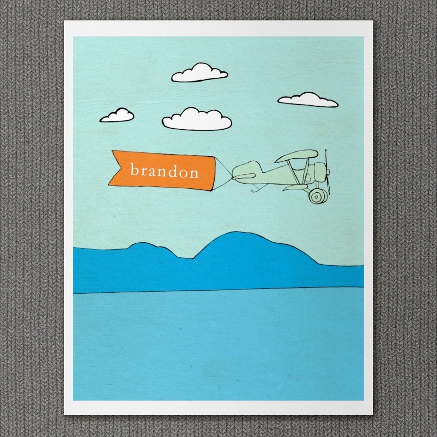 Let's Fly 8x10 / Customized, Typographic Print, Airplane Theme, Kids Room, Aviation, Nursery Art, Boys Room, Girls Room, Planes
