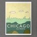 Chicago City Skyline Art Print - Chicago No.2 - Travel City Skyline Illustration and Typography Poster