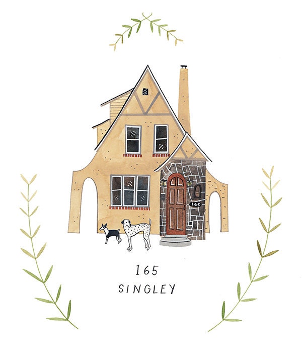 RESERVED for Leeanne F:  Custom illustrated house portrait