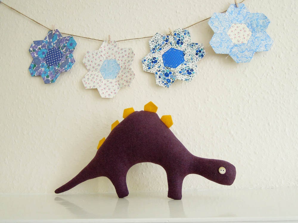 Purple & Mustard Stegosaurus Dinosaur Plush Toy
