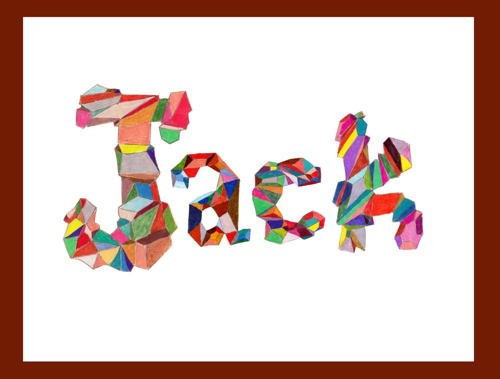 Custom Name Geometric Alphabet 11 x 14 Painting
