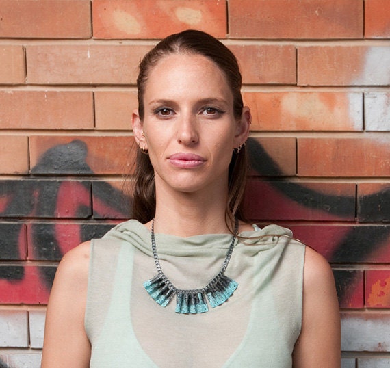 Black Green patina Ruffle Metal Lace Necklace