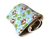 Organic Sherpa and Organic Flannel Baby Blanket in Blue with Foxes