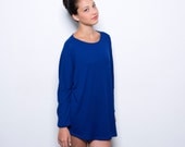 Blue tunic women oversize shirt, women blue top one size fits all - AndyVeEirn