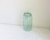 Old Blue Green Mason Jar Quart Rustic Wedding Farmhouse Cottage Canister Canning Patent 1858 N