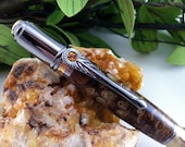 Aleppo Pine Cone with a Golden Swarovski Crystal Inlay Art Deco Inspired Father of the Bride Pen