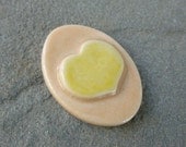 Layered Peach and Yellow Porcelain Heart Cabochon