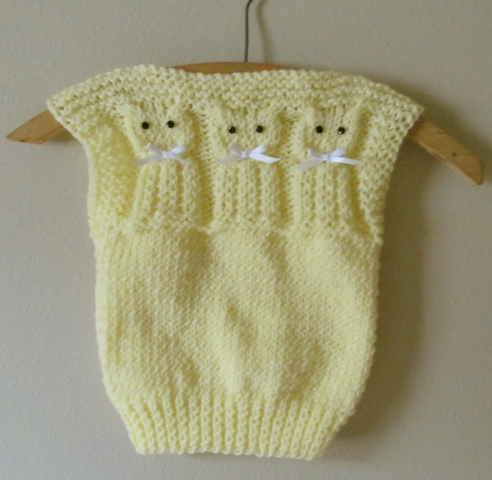 Adorable Yellow Knit Kitty Vest - FREE SHIPPING