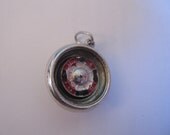 sterling silver movable roulette charm with red and black enamel vintage gambling, vegas charm