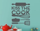 Kiss the Cook - Vinyl Wall Decal Sticker Art - Typography Wall Art
