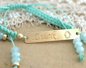 Friendship bracelet Aqua Tiffanys blue for luck - 14K gold filled hand braided bracelet .