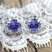 Purple violet Crystal stud earring - Silver plated post earrings real swarovski rhinestones .