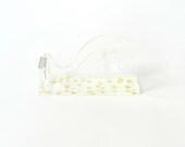 Lucite Tape Dispenser - Gold/White Confetti Dot