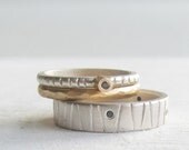 black diamond wedding band set - unique modern engagement ring wedding band - his and hers - his and his - hers and hers
